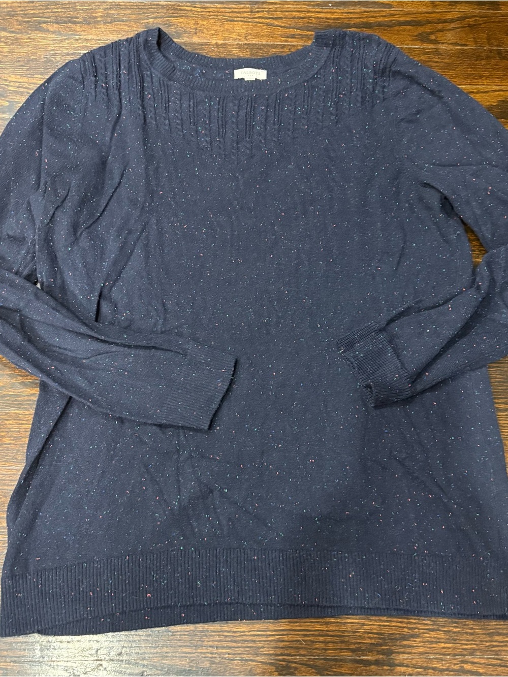 Talbots Navy Speckled Crewneck Sweater
